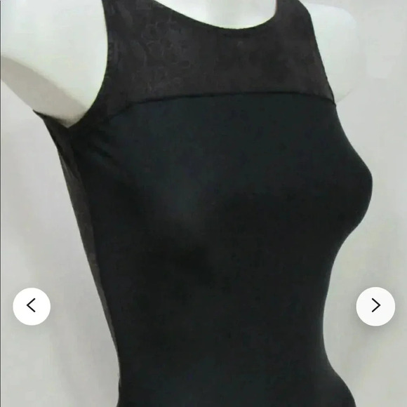 LeosByKat “Maren” Style Black Leotard with Floral Black on Black Size Small - Picture 8 of 10